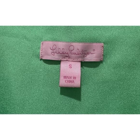 NWOT Lilly Pulitzer Gianna Silk Strappy Ruffle Mini Dress Green Gold Size Small - Picture 8 of 8